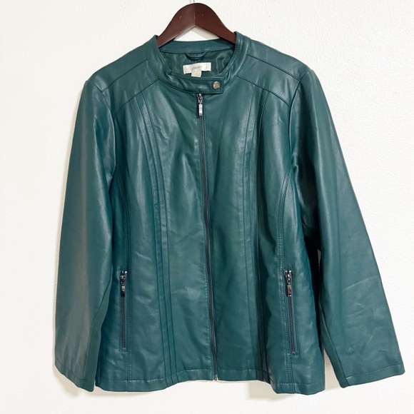 CJ Banks Vegan Faux Leather Moto Jacket - Picture 1 of 10